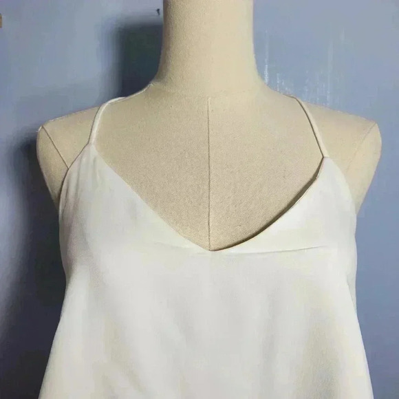 Naked Zebra Small Bright White Strappy Spaghetti Criss Cross Ruffle Layered Tank - Picture 2 of 10